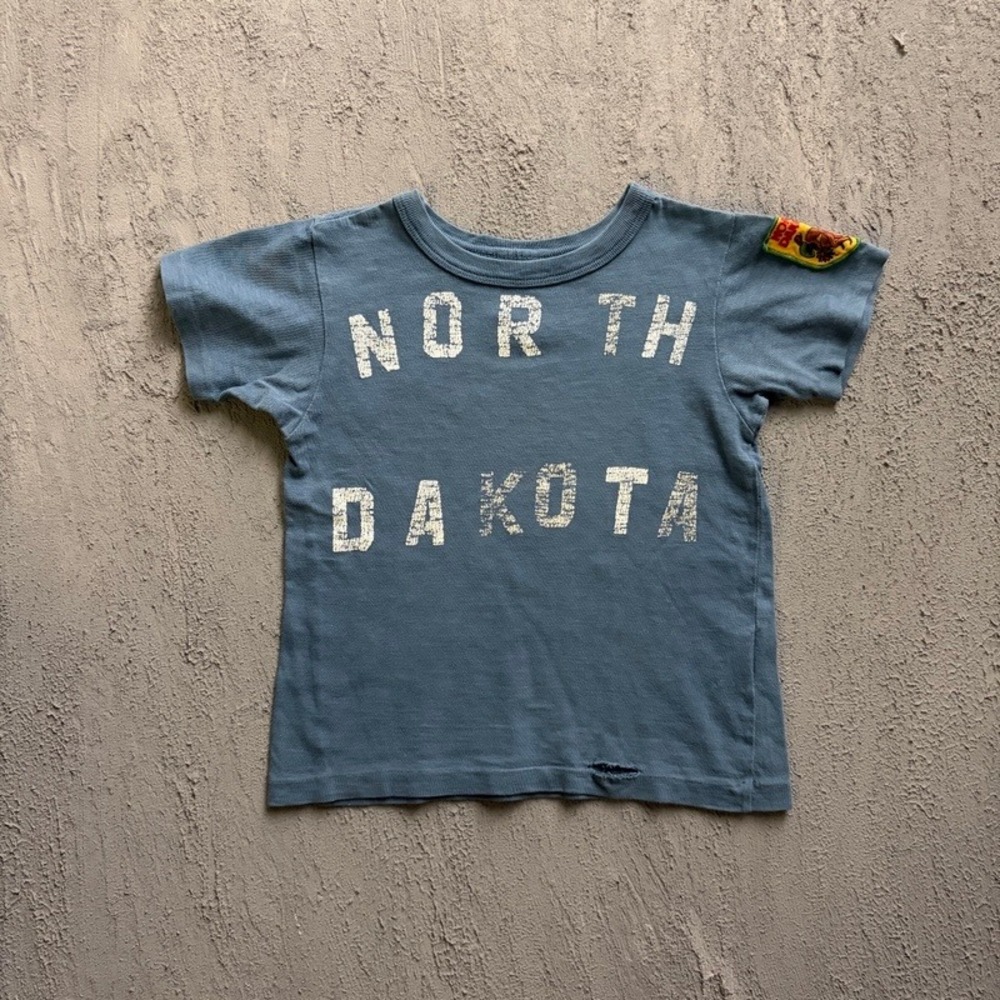 Denim & Dungaree T-Shirt Small 110CM Blue North Dakota Baby Tee Japan